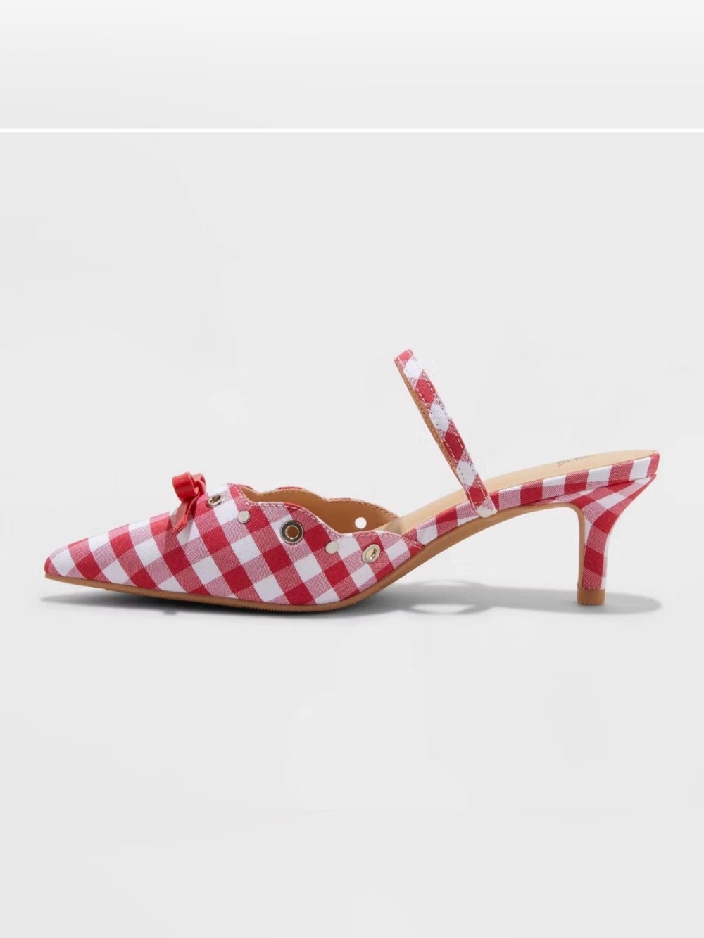 Women's Lysandra Gingham Eyelet Kitten Heels - Wild Fable Red Gingham 8.5 - Picture 2 of 9